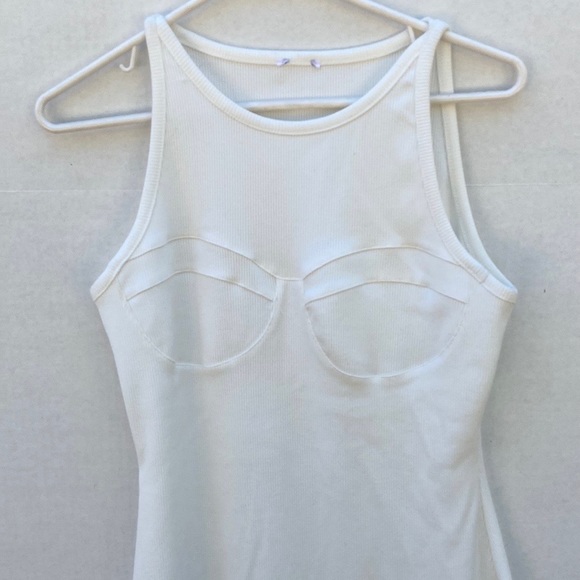 Princess Polly Womens Size 8 sleeveless racerback white ribbed mini Dress - Picture 3 of 6